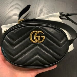 Gucci Black Leather Markint Belt Bag